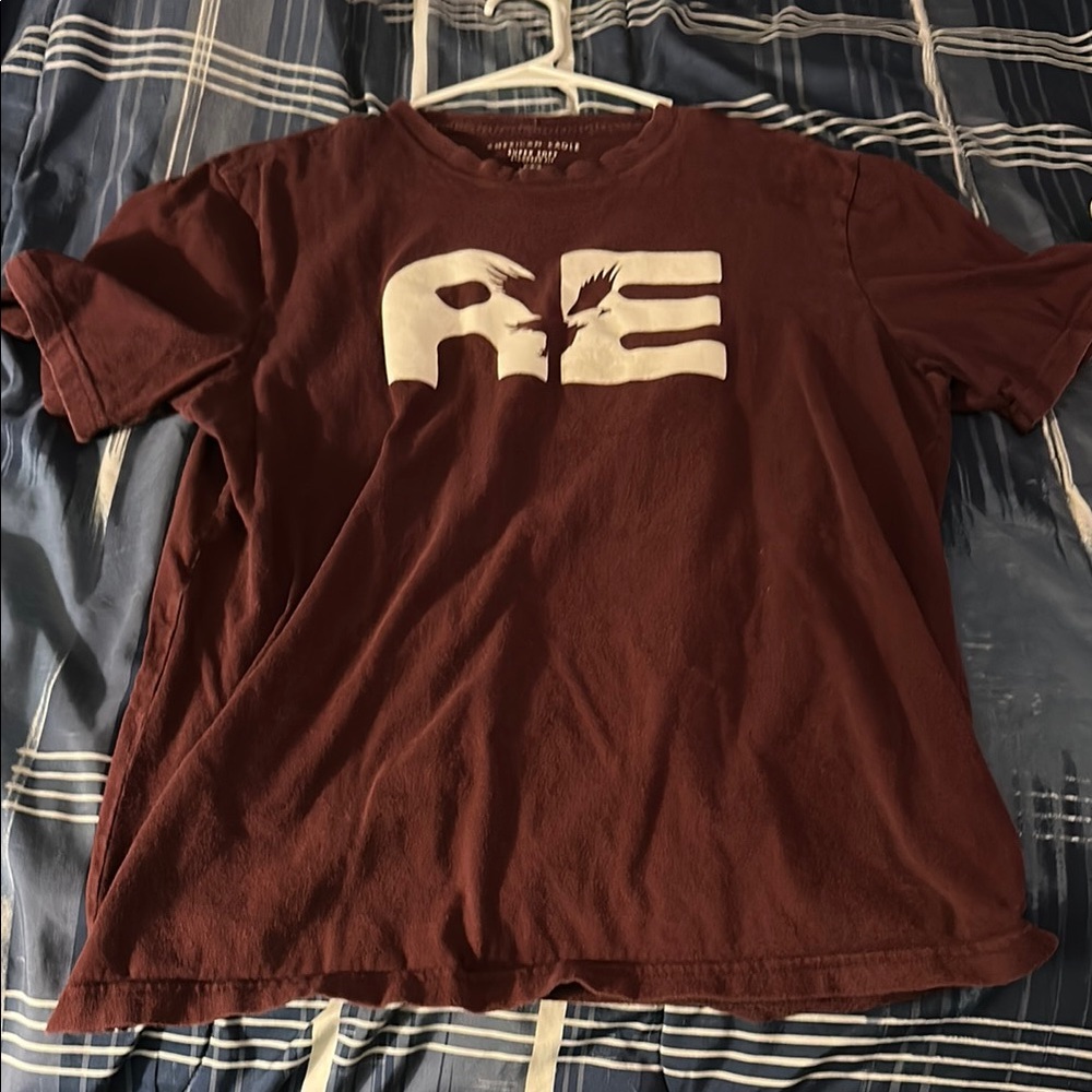 American Eagle Outfitters Brown and White Short Sleeve Tee